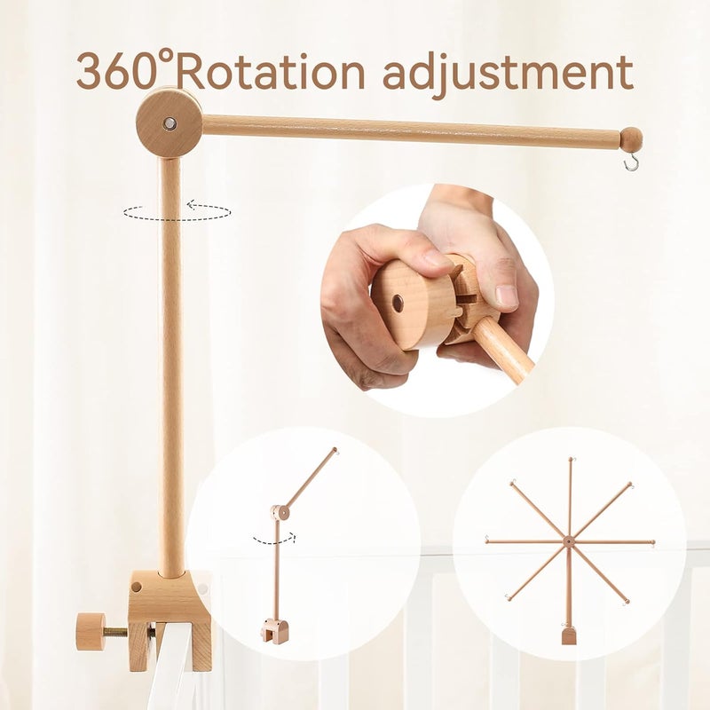 Etucdose Wooden Crib Mobile Arm | Baby Crib Mobile Arm Wooden Holder | Rotatable Adjustable Anti Slip Attachment Clamp for Sturdy Mobile Hanger (Only Arm) - Image 2